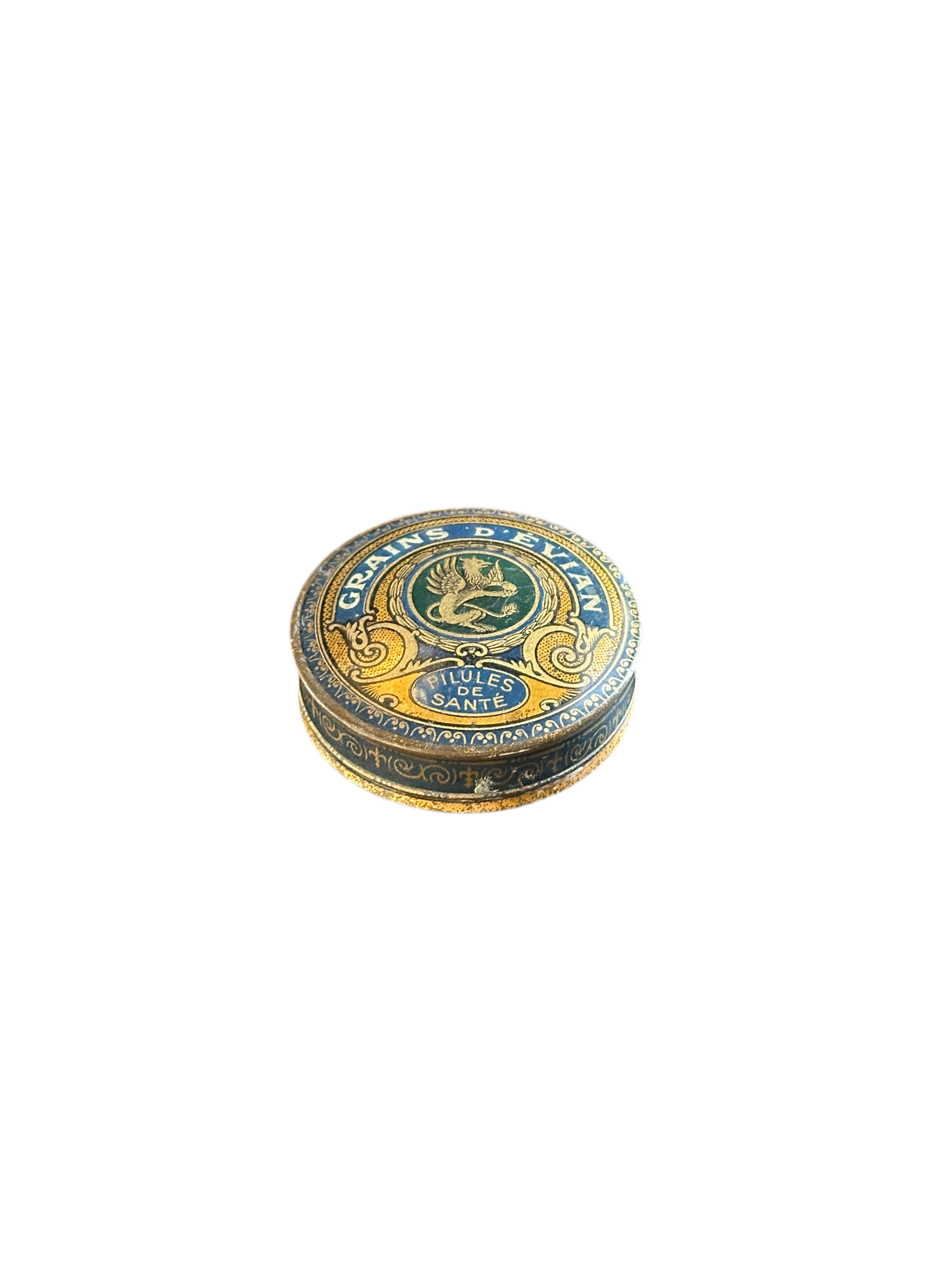 French Advertising Pill Tin - Grains d'Evian Pilules de Sante