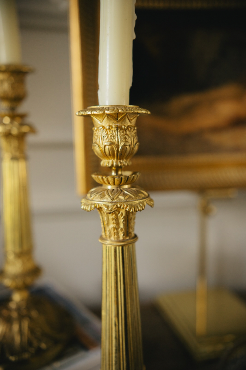 19th C. French Bronze Candlestick Pair