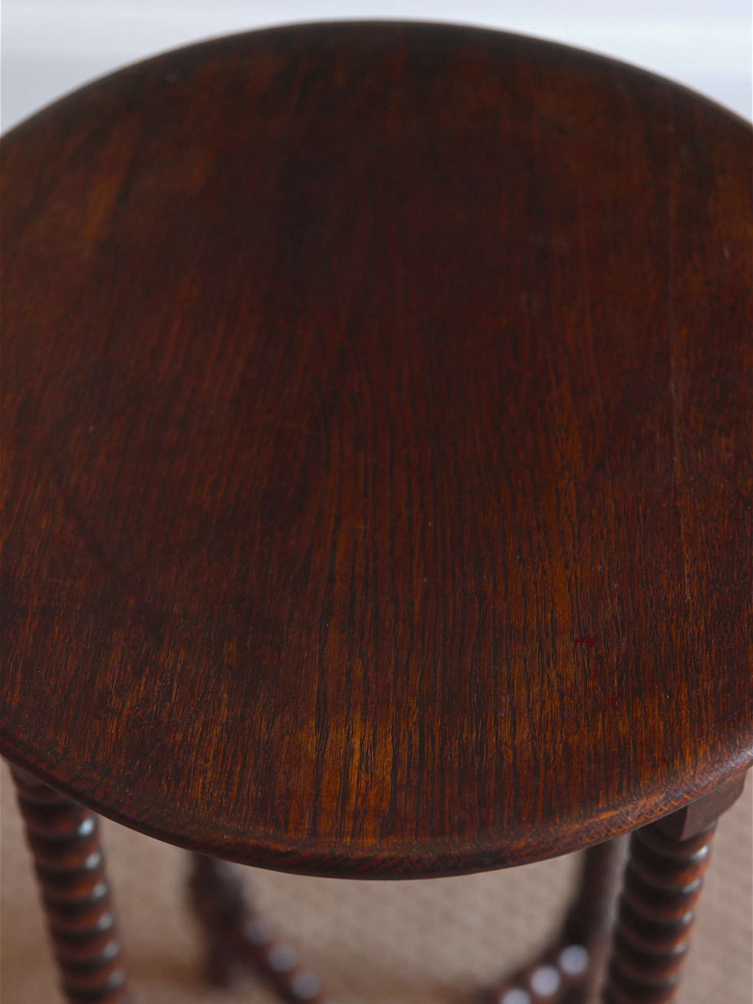 Early 20th-Century Bobbin-Leg Side Table with Tri-Stretcher Base