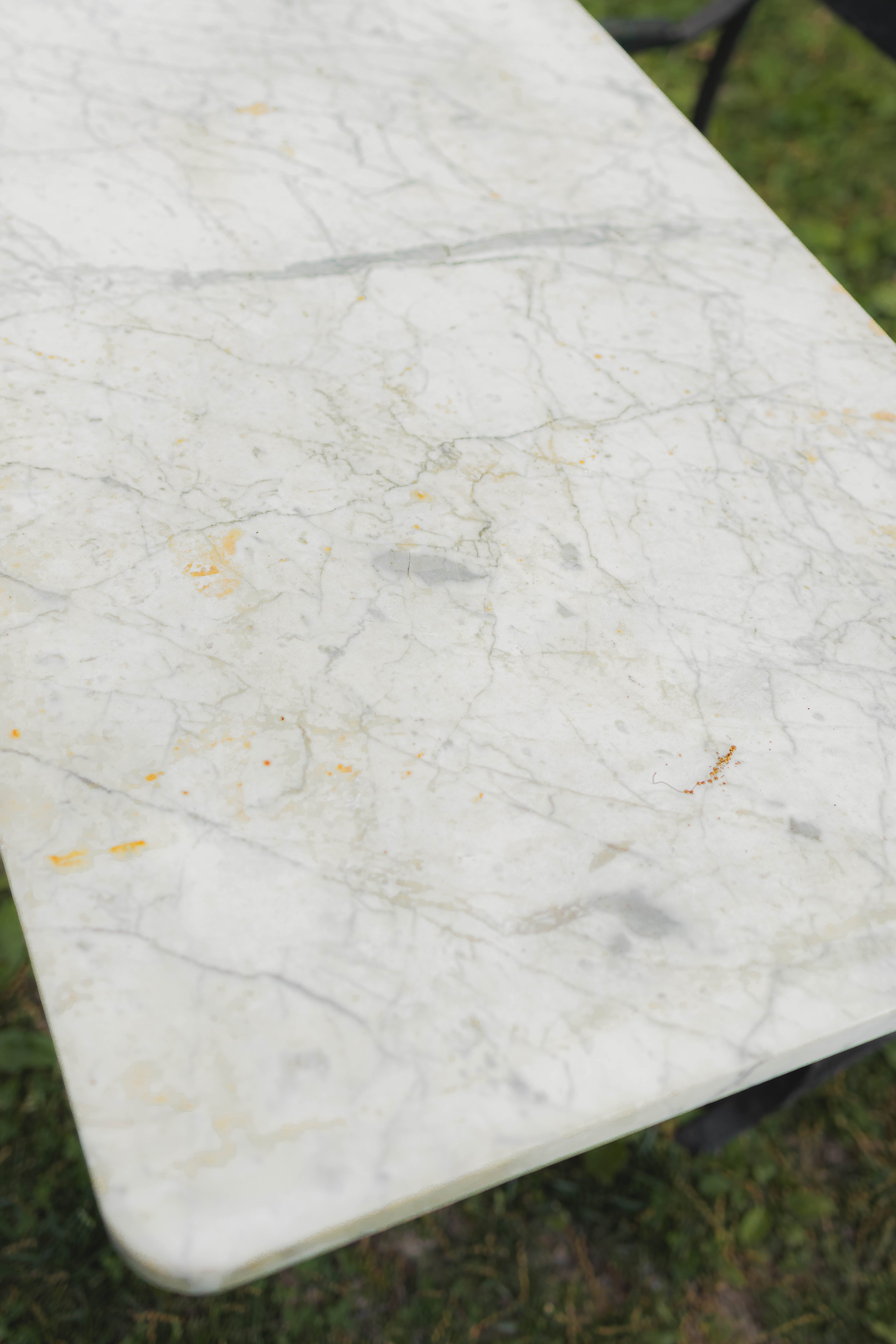White Marble Top Garden Table