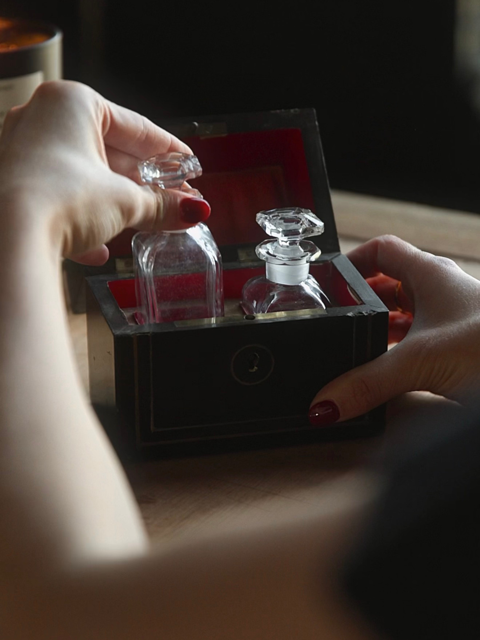 Napoleon III Scent Box with 2 Antique Bottles