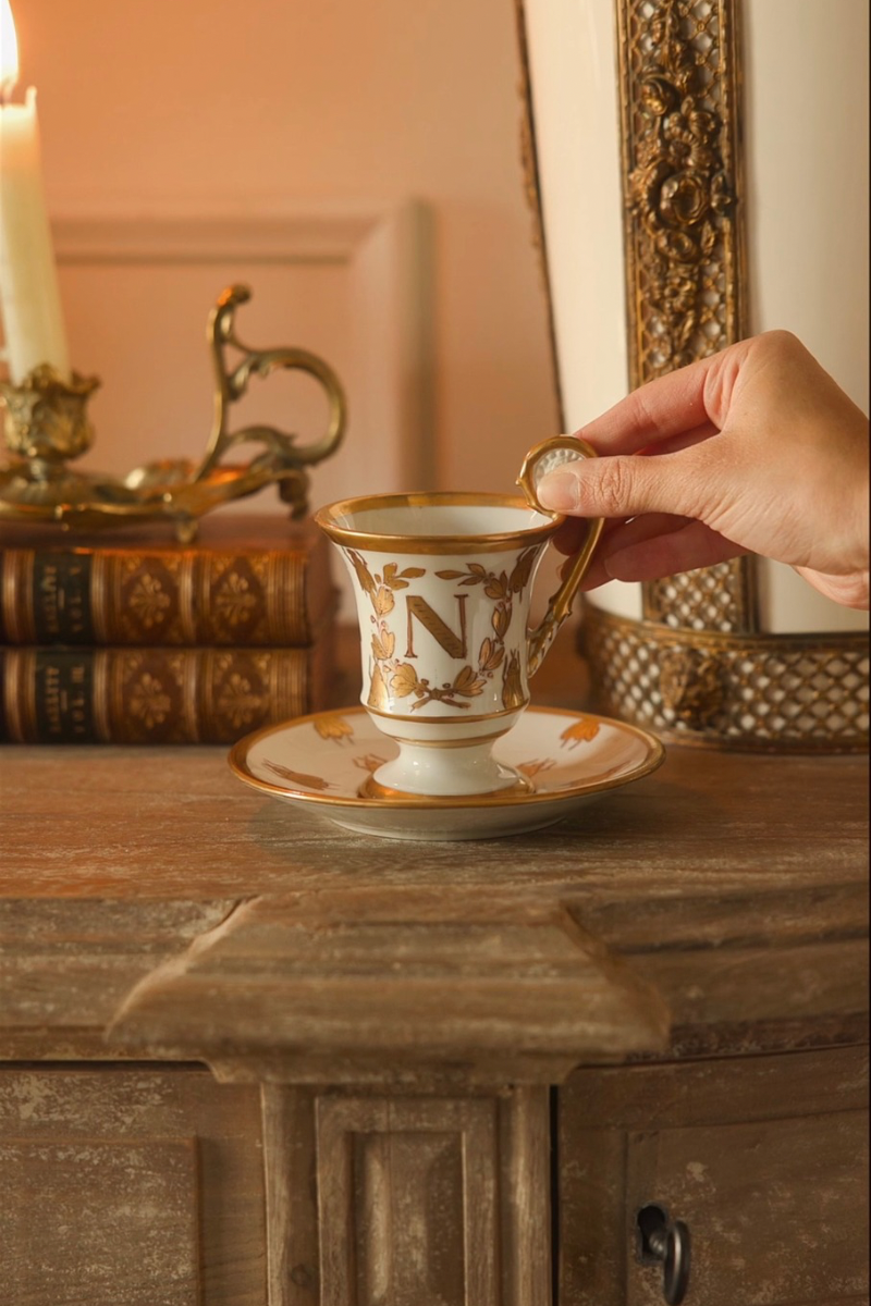 19th C. Limoges Napoleon Tea Cup and Saucer