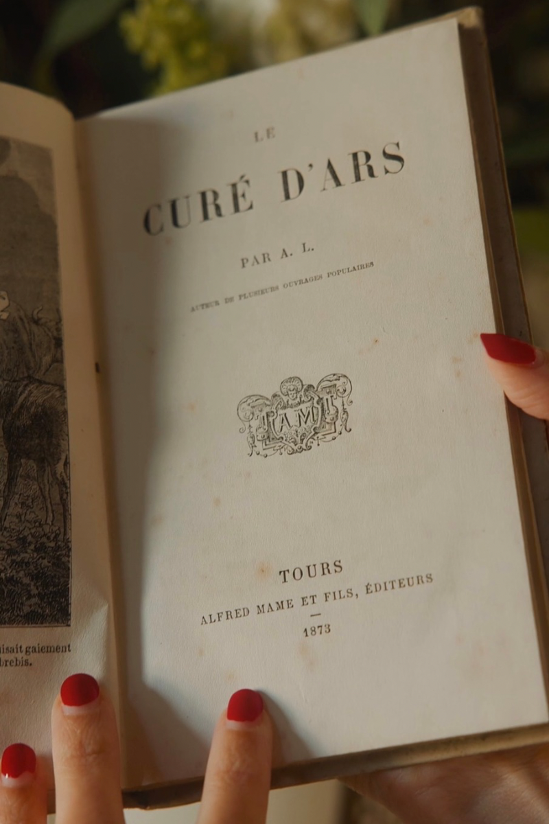 1973 French Cartonnage Book | Le Cure d'Ars in Pink & Gold