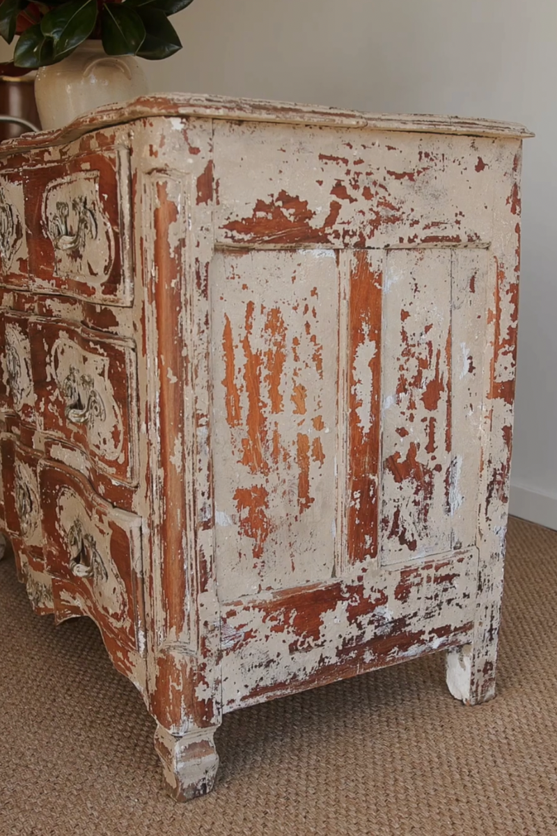 19th Century French Provincial Serpentine Commode with Original Painted Patina