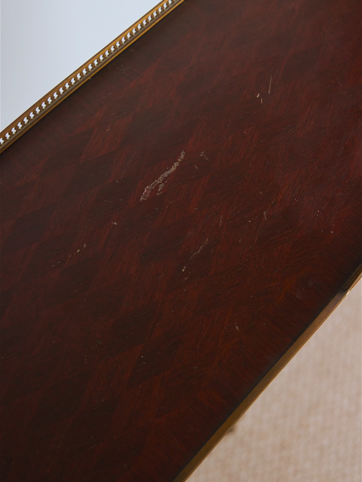 Louis XVI–Style Mahogany Console Table with Bronze Mounts & Dovetail Drawers