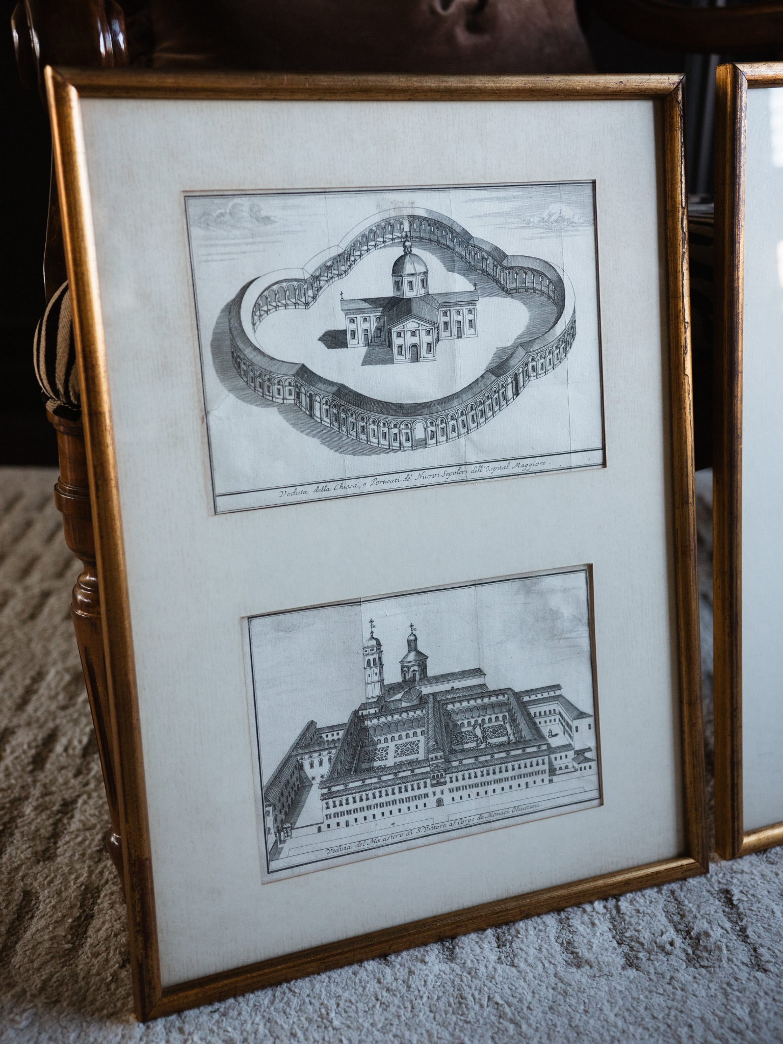 Set of 18th–19th Century Italian Architectural Engravings in Giltwood Frames
