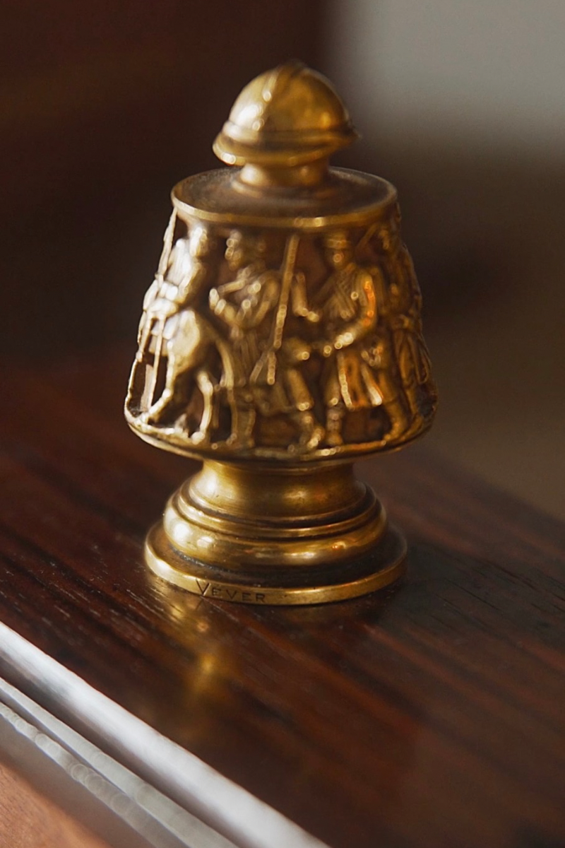 French Bronze Desk Blotter with Figural Finial by Vever - Paris