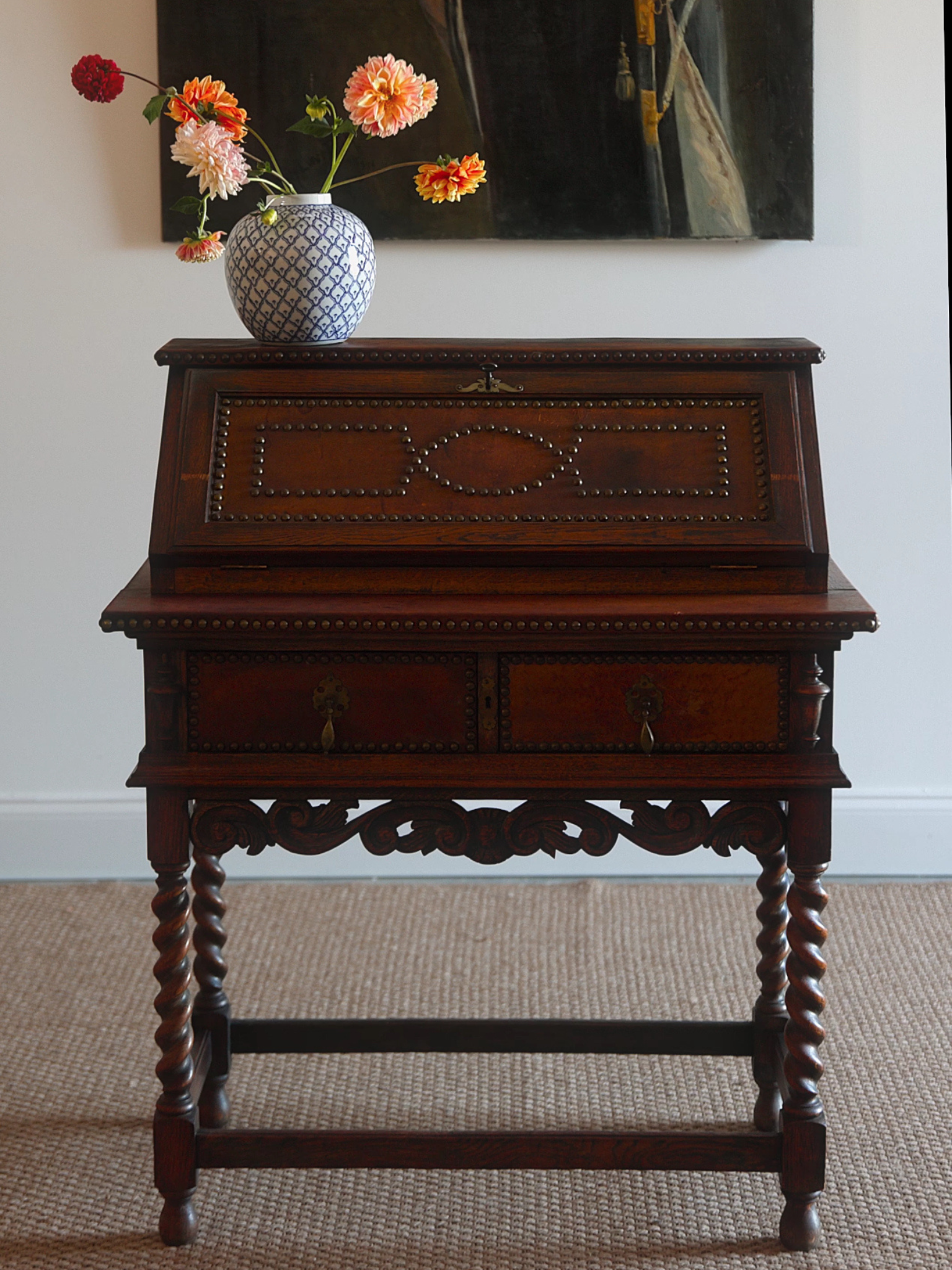 Belgian Baroque Revival Writing Desk by Dujardin–Lammens