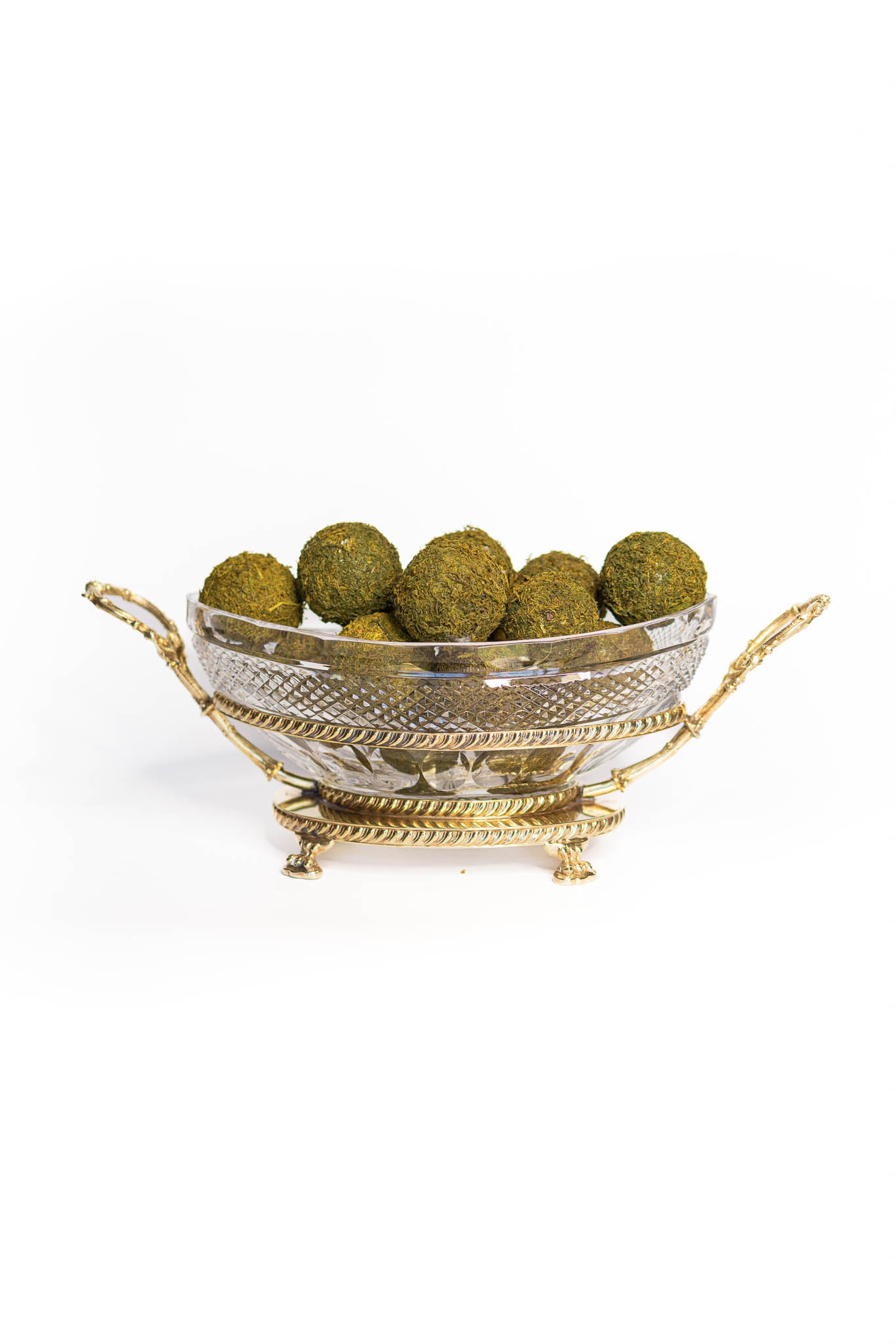 Circa 1900 Large Brass and Crystal French Centerpiece