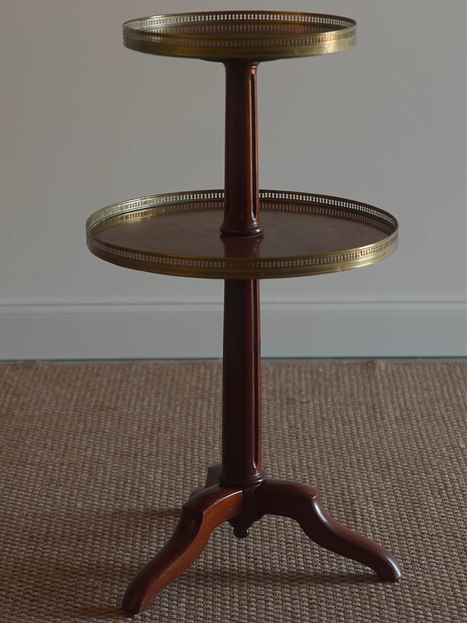 French Two-Tier Mahogany Guéridon with Brass Galleries