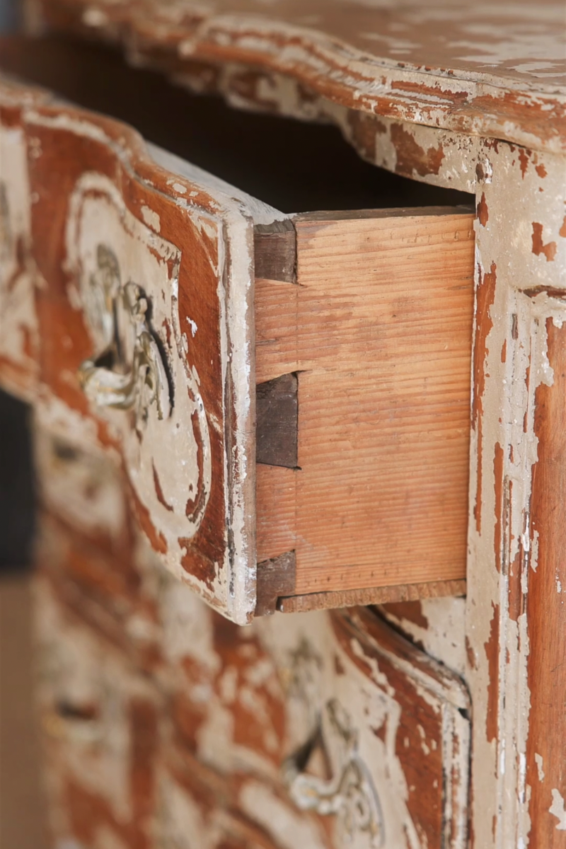 19th Century French Provincial Serpentine Commode with Original Painted Patina