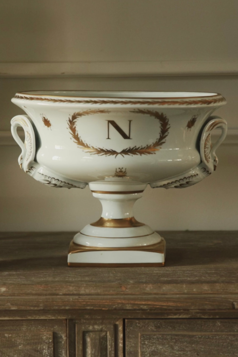 French Couleuvre Porcelain Empire Style Napoleon Jardinière