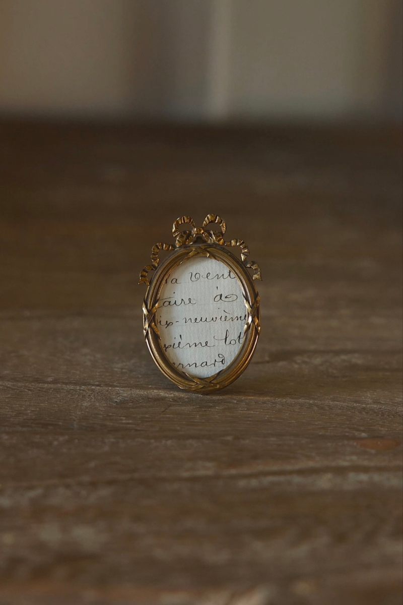19th Century French Louis XVI–Style Gilt Bronze Bow Miniature Frame