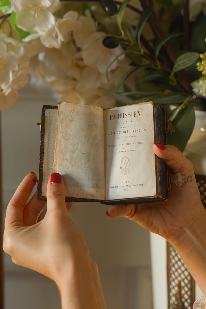 1872 French “Paroissien Romain” Prayer Book with Brass Clasps