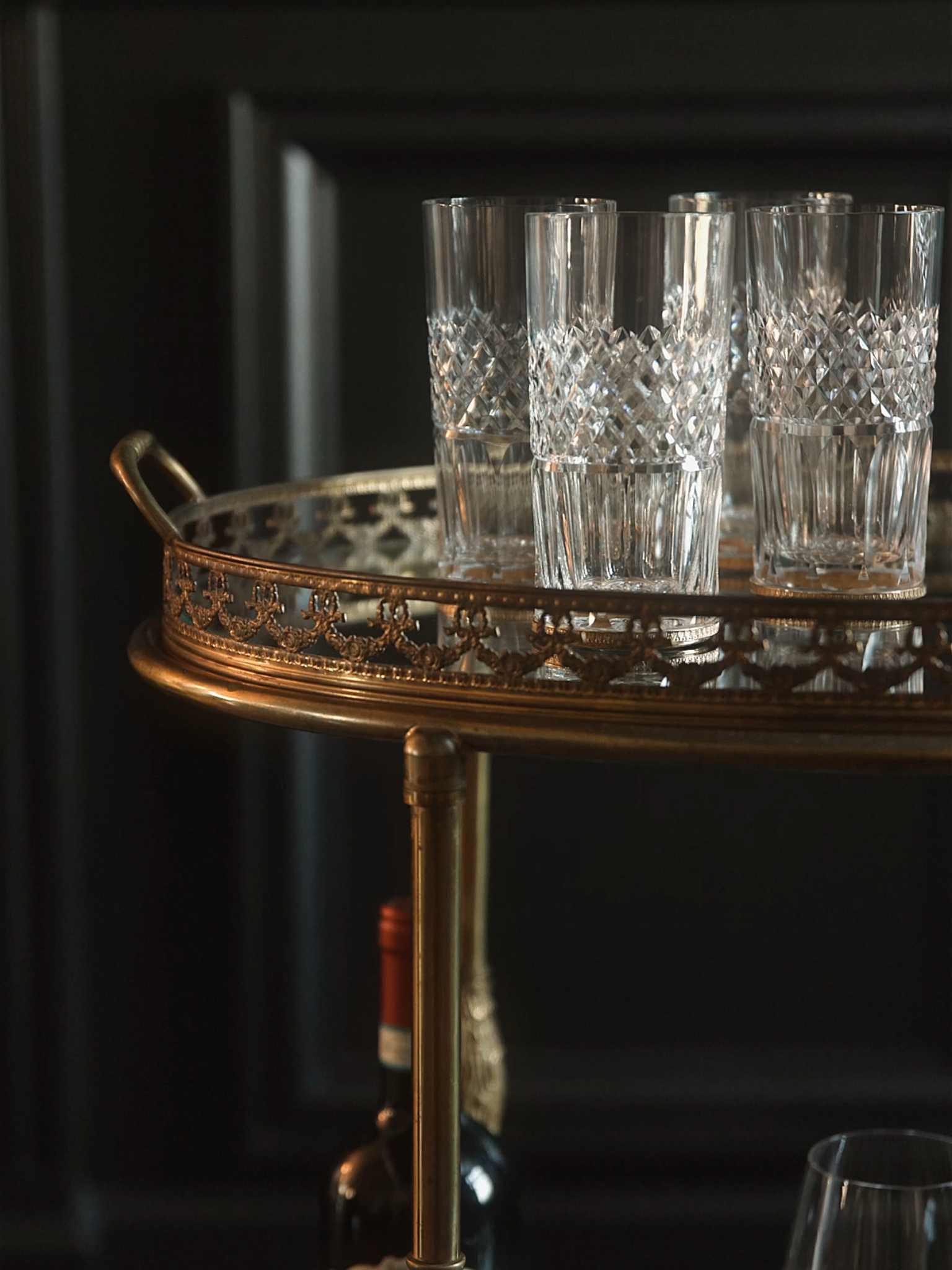 French Louis XVI Style Brass Bar Caddy