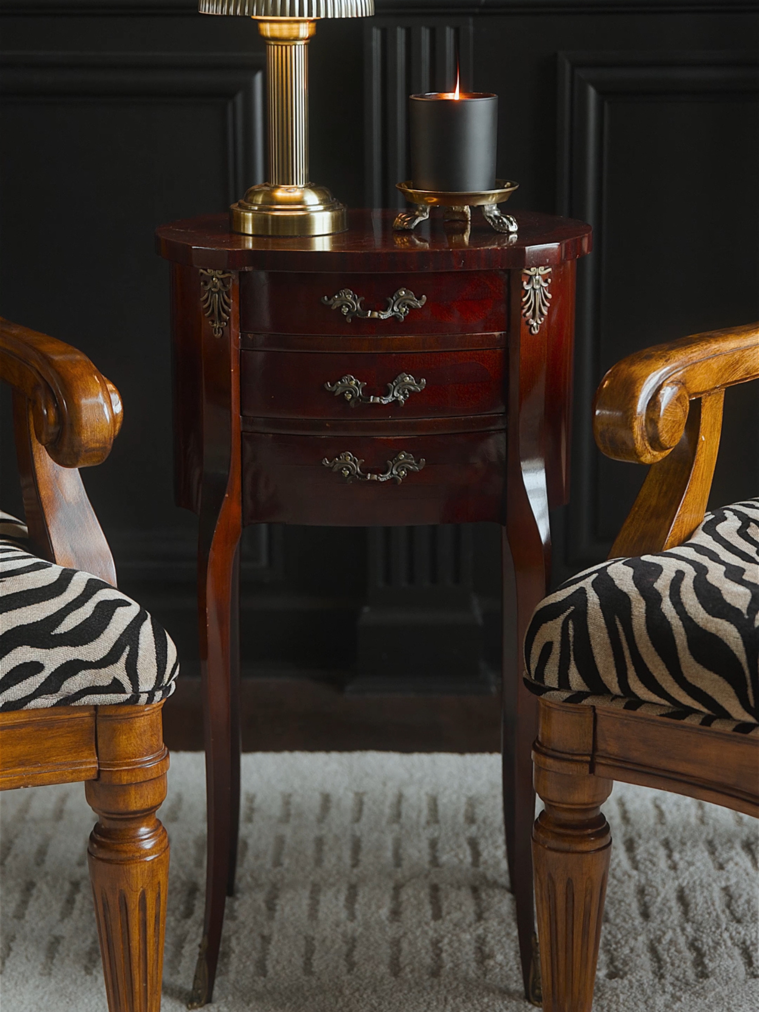French Mahogany Louis XV-Style Serpentine Side Table