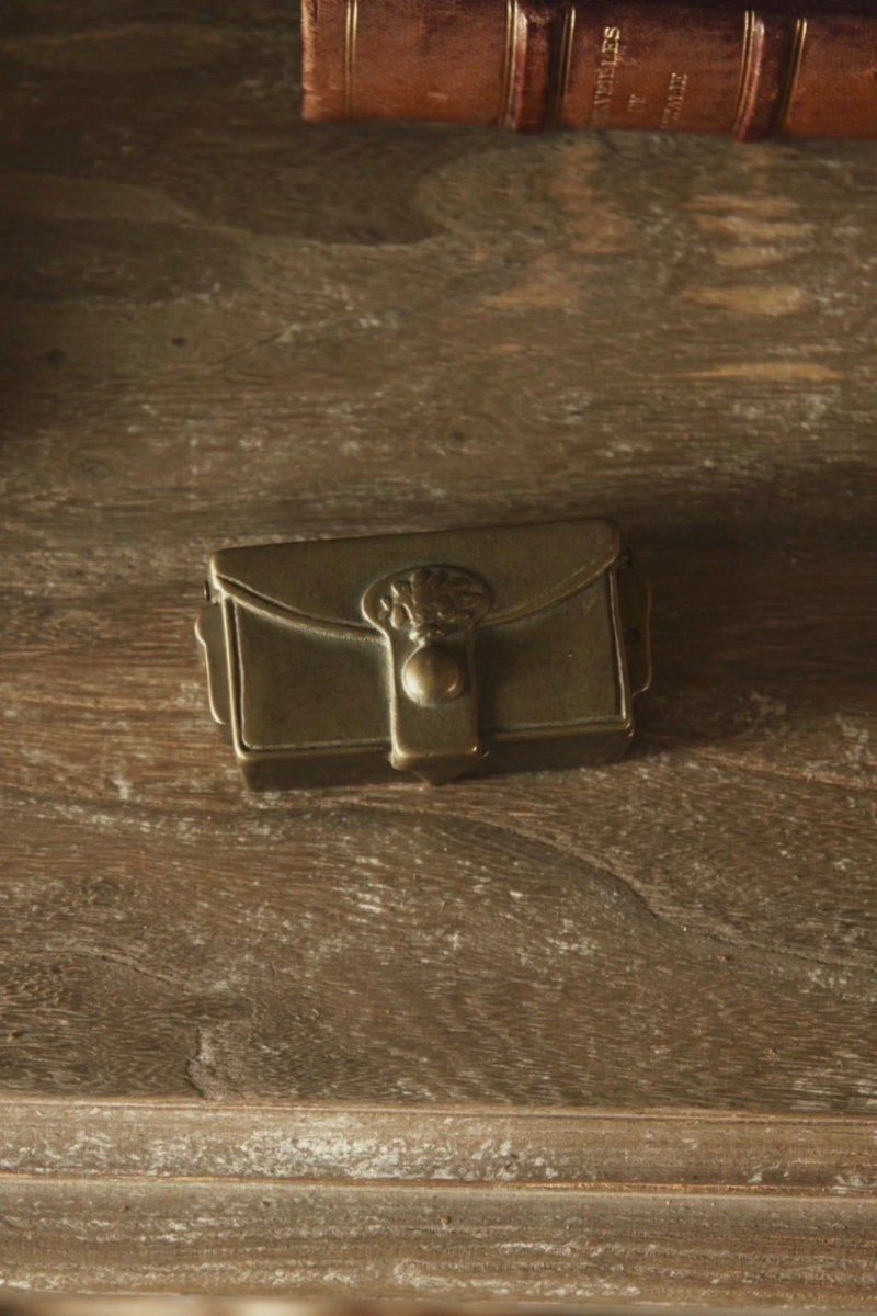 Brass Stamp Box with Crest Clasp