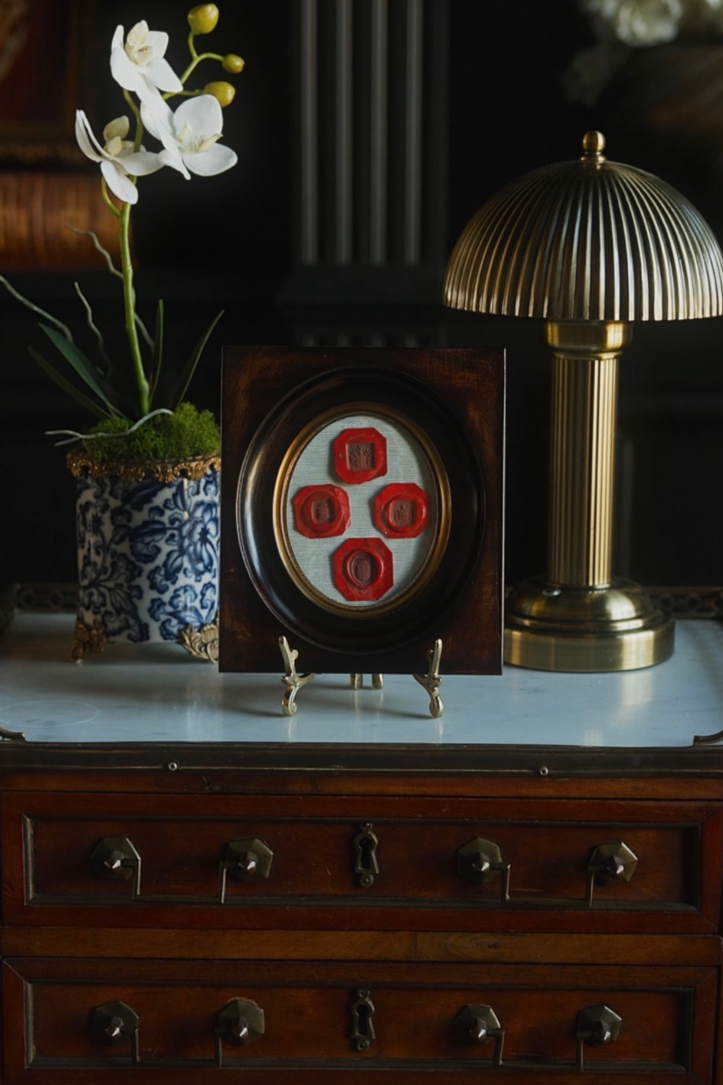 Framed Collection of Four Red French Wax Impressions