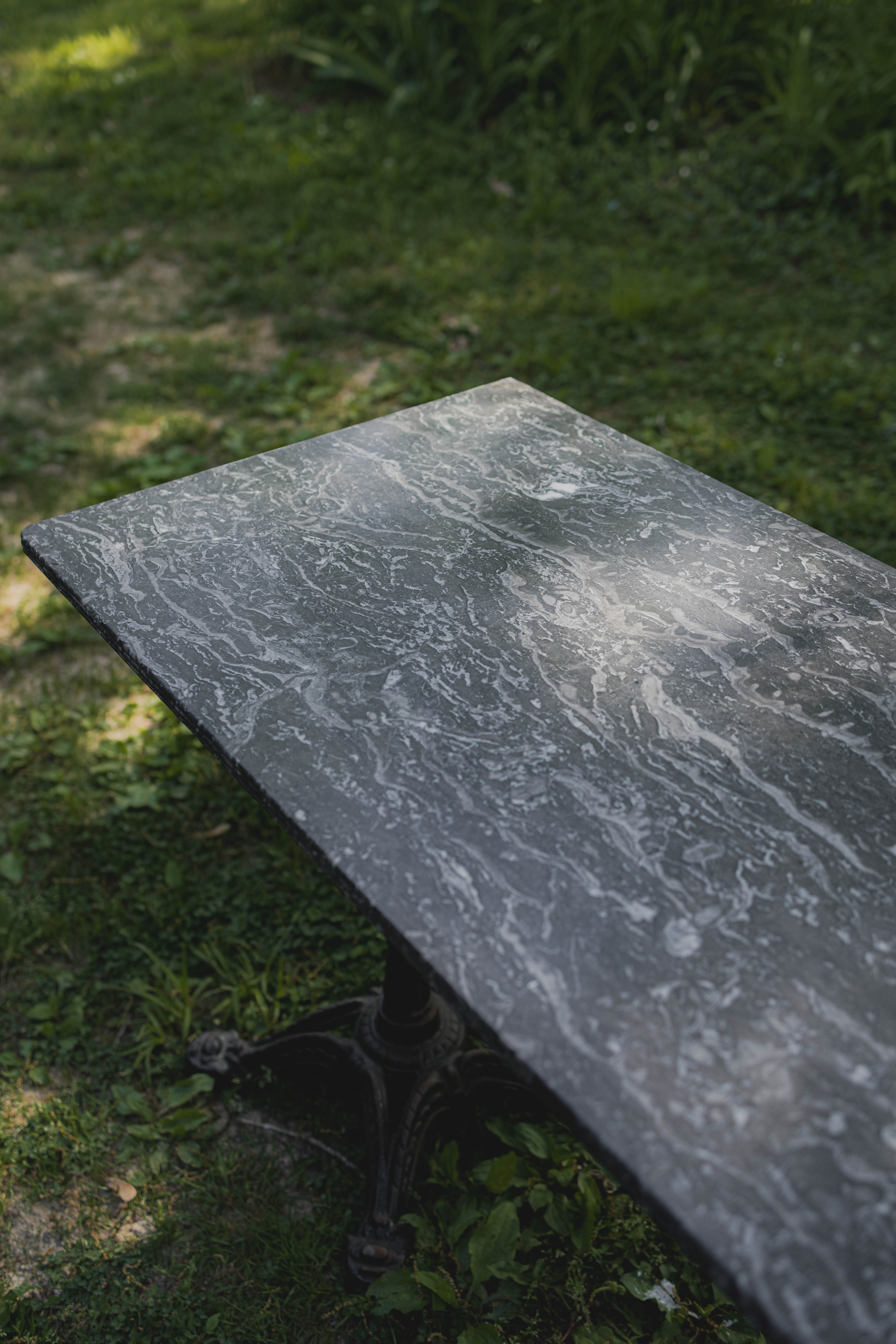 French Black Marble Top Garden Table