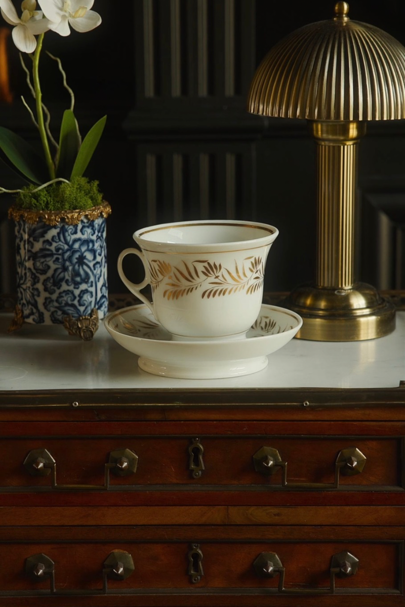 Hand Painted French Tea Cup and Saucer