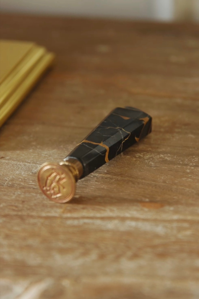 Early 20th Century Marble and Brass Wax Seal Stamp