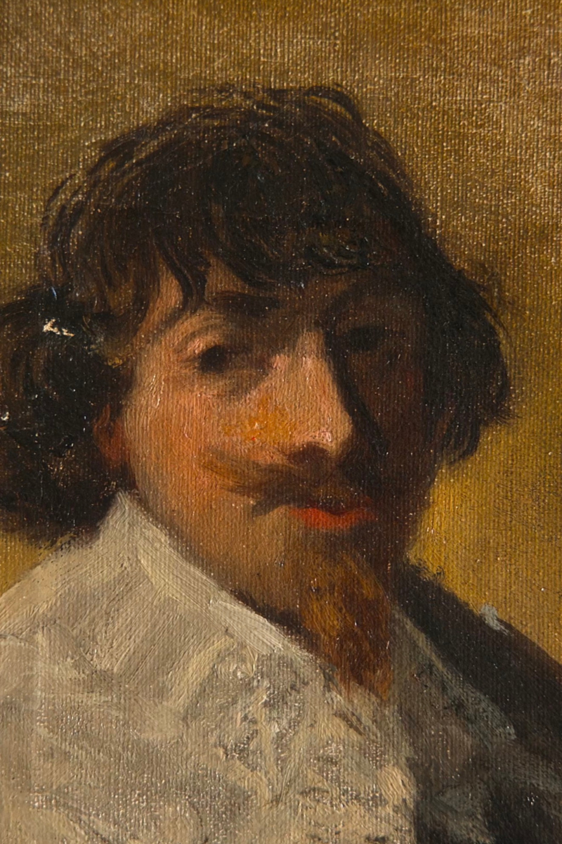 Portrait of a Young Man Holding a Glove | Antique Oil After Frans Hals