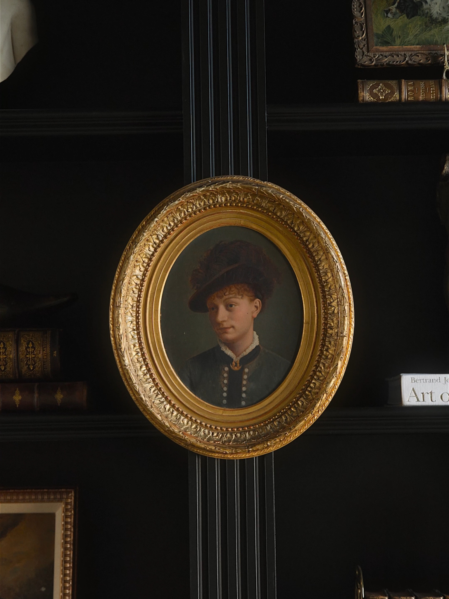 Antique French Oval Portrait in Original Gilt Frame — Versailles Studio Label