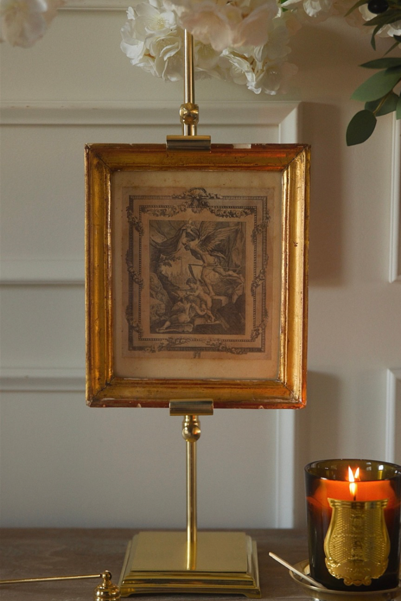 18th Century European Mythological Engraving Depicting a Winged Figure in Classical Allegory - Period Gilt Frame