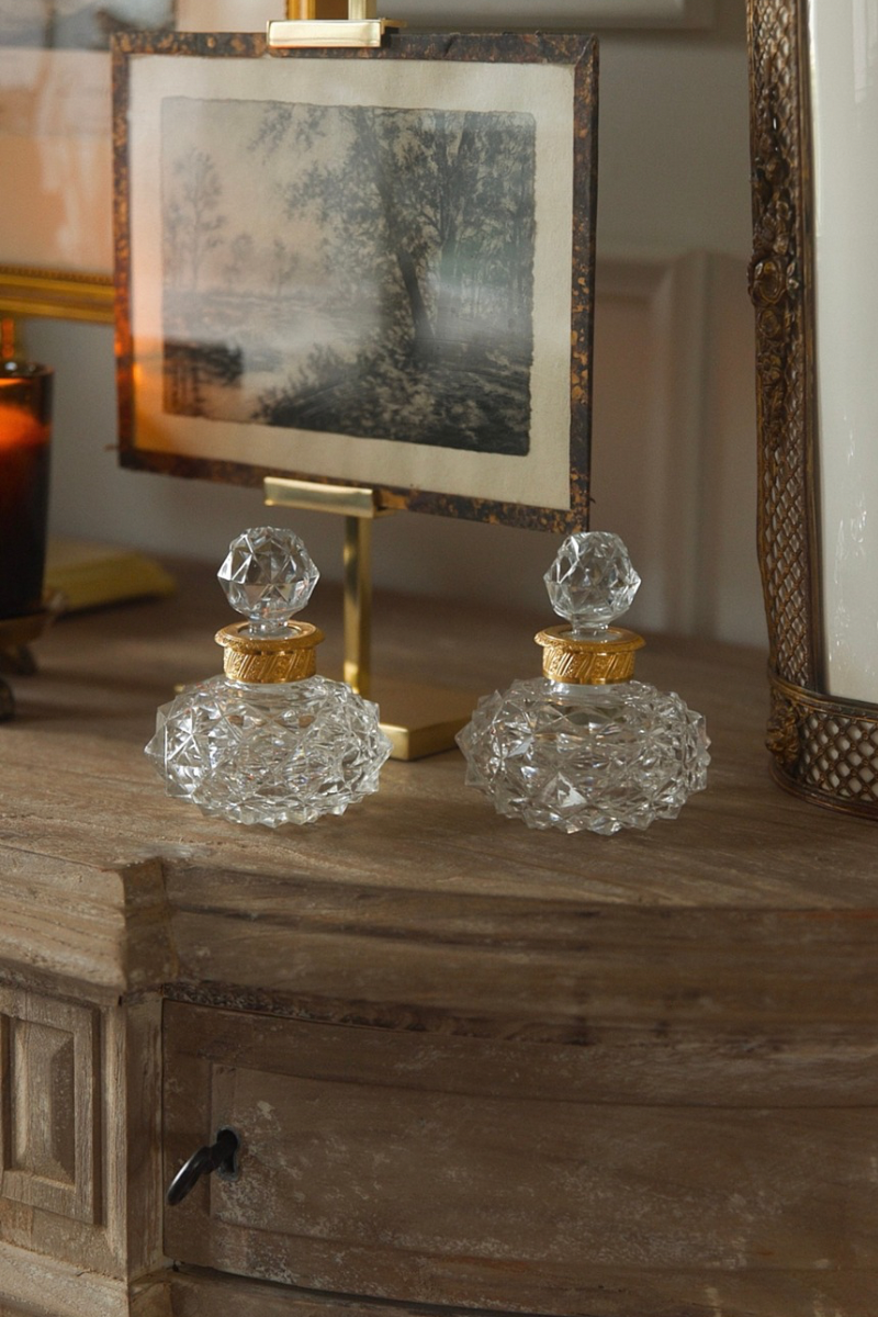 Pair of 19th Century Cut Crystal Perfume Bottles with Gilt Mounts