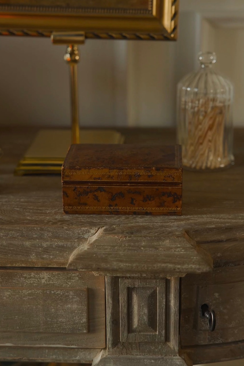 19th C. French Leather Wood Interior Box