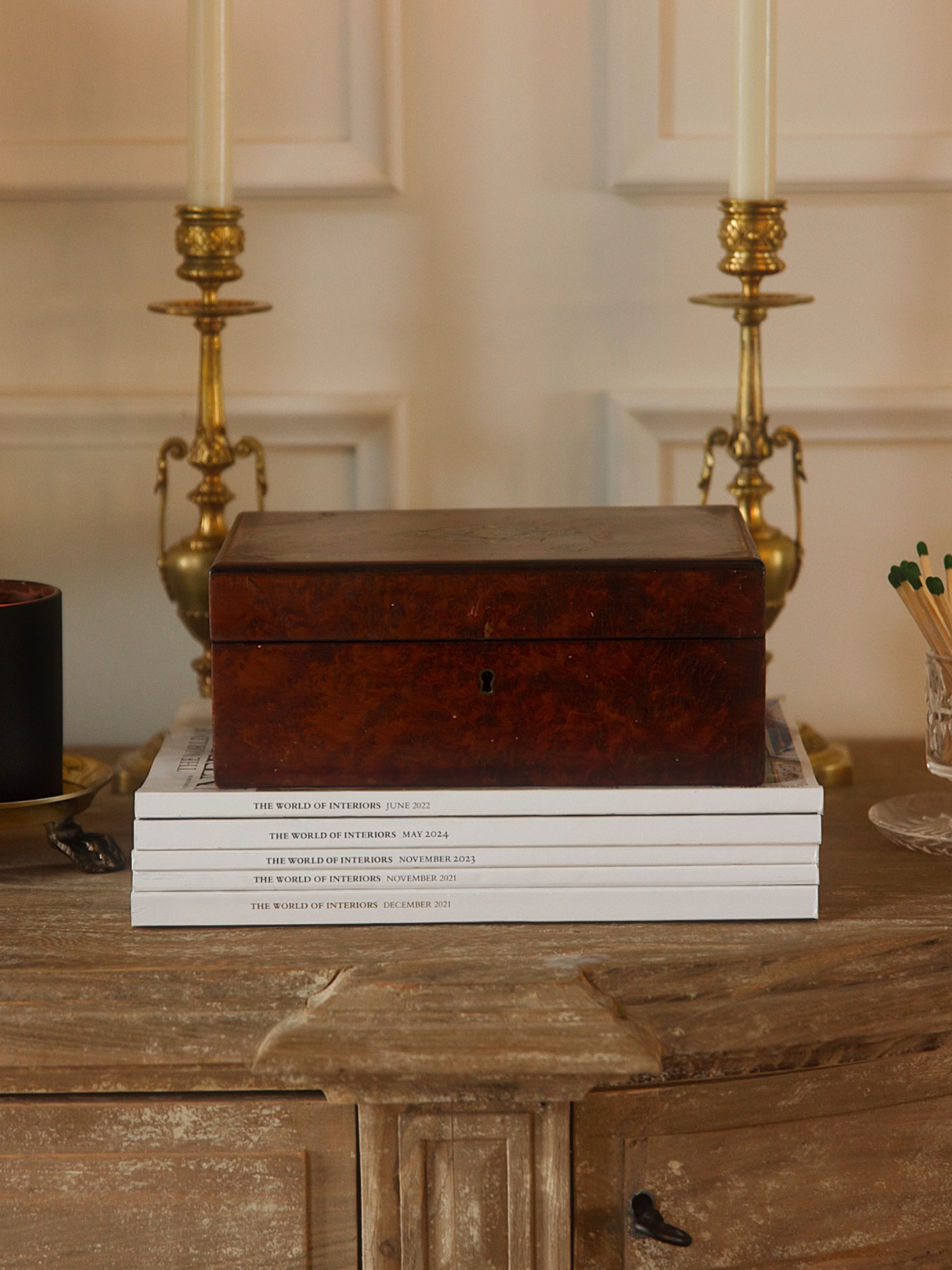19th-Century French Burl Wood Inlaid Keepsake Box
