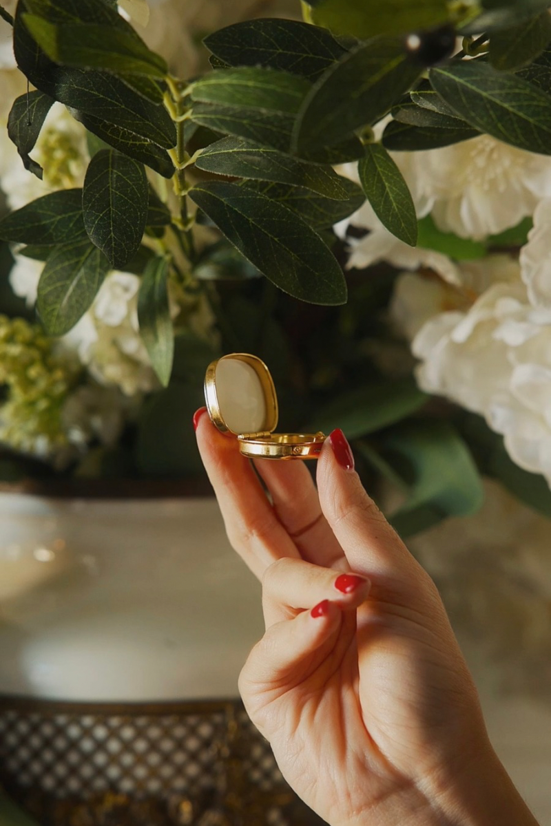 Petite Black & Gold-Tone Floral Keepsake Box