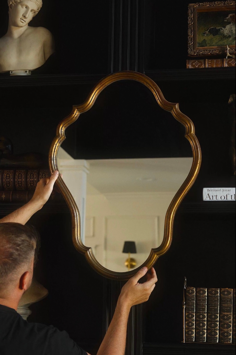 Mid-20th Century Belgian Gilt Metal Quatrefoil Wall Mirror