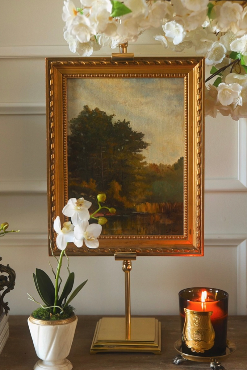 French Landscape Oil Painting Signed “L. Dubois” in Gilt Frame