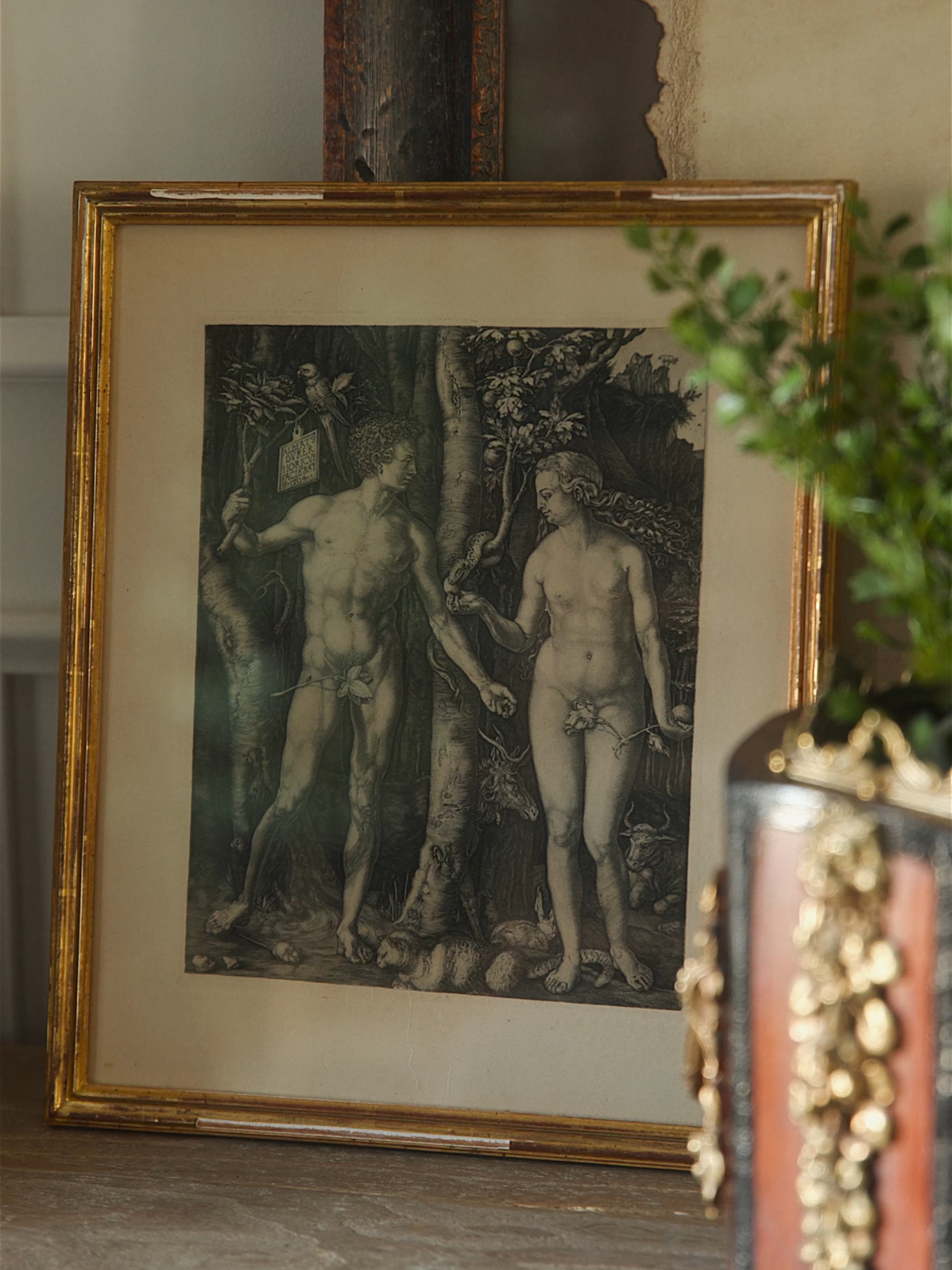 Dürer’s “Adam and Eve” — Antique Framed Engraving