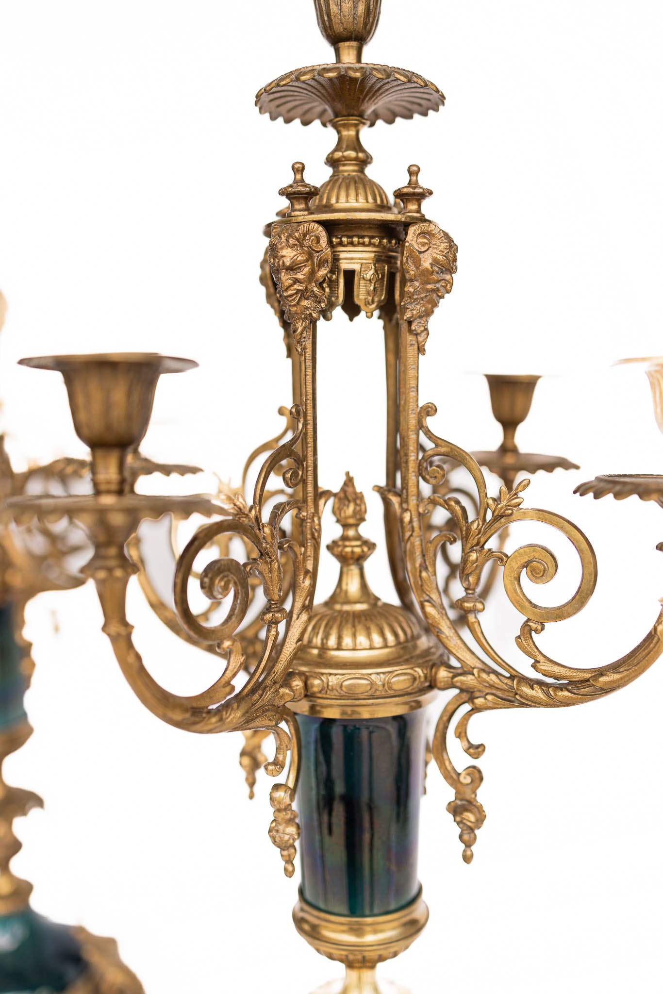 Malachite and Ormolu Bronze Candelabra Set