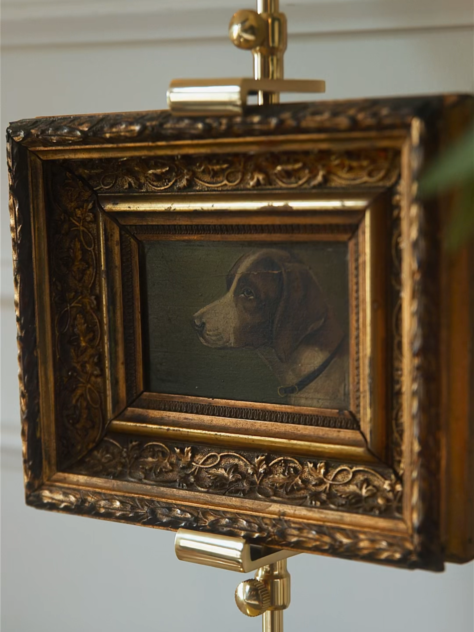 19th Century French Oil Hound Portrait