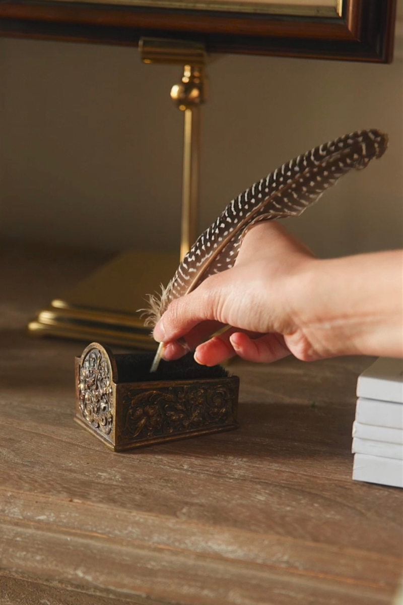 19th Century French Gilt Brass Ink Brush