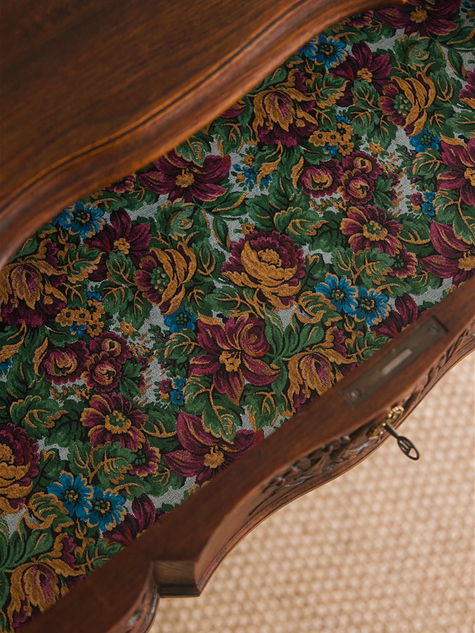 French Louis XV–Style Carved Oak Commode With Ormolu Mounts