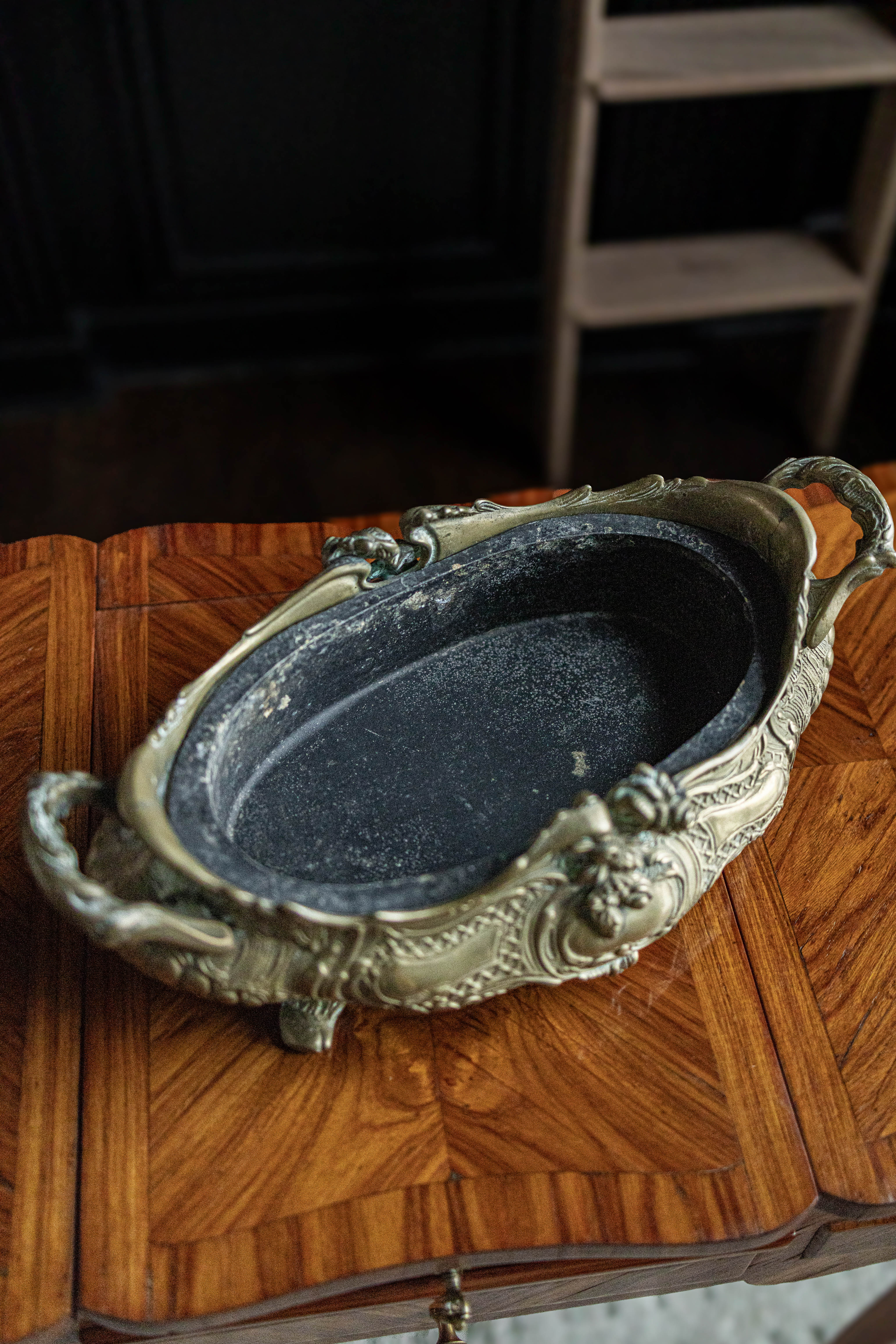 19th Century French Bronze Jardinere with Insert