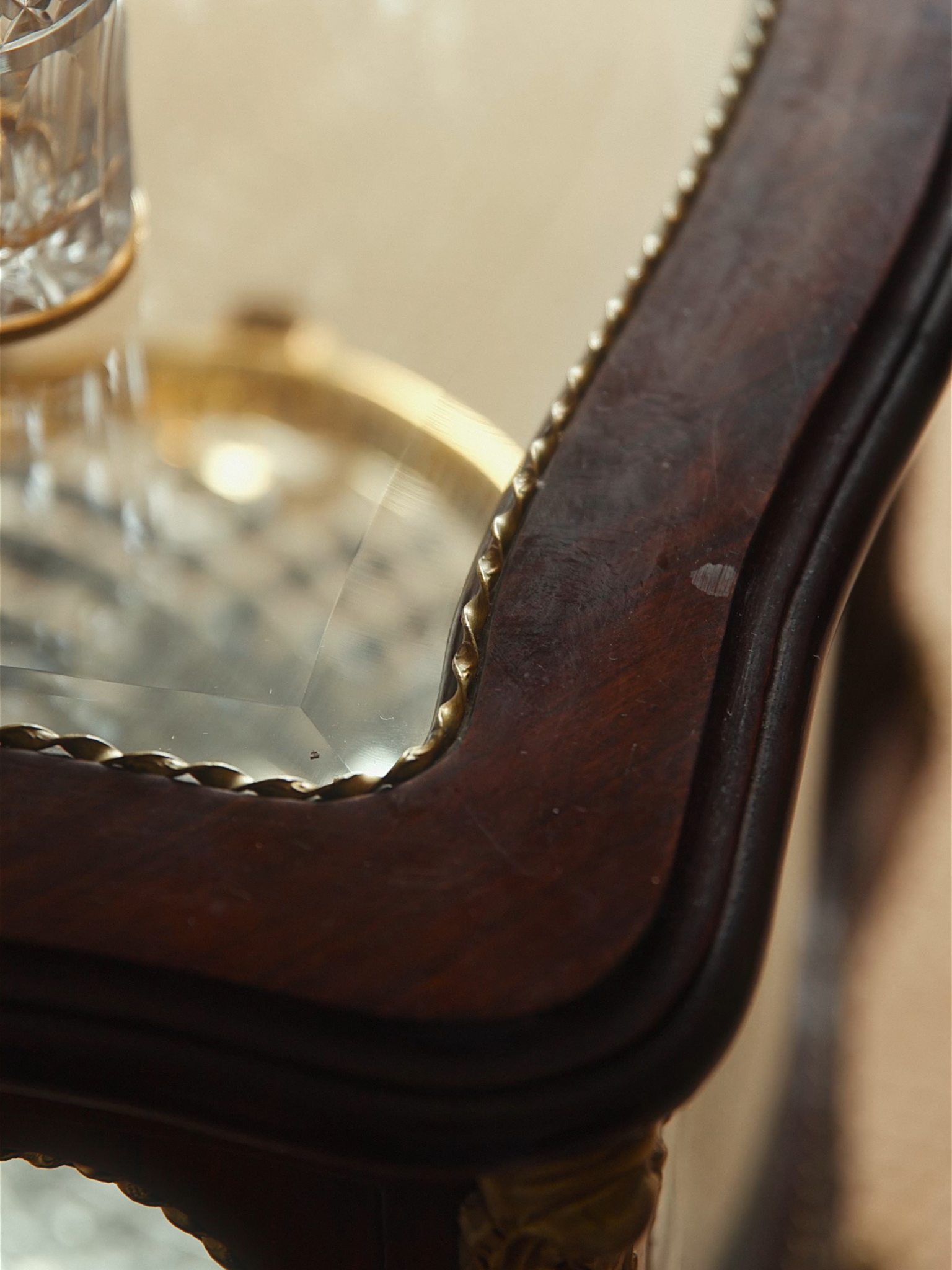 French Louis XV–Style Mahogany and Ormolu Vitrine Cabinet