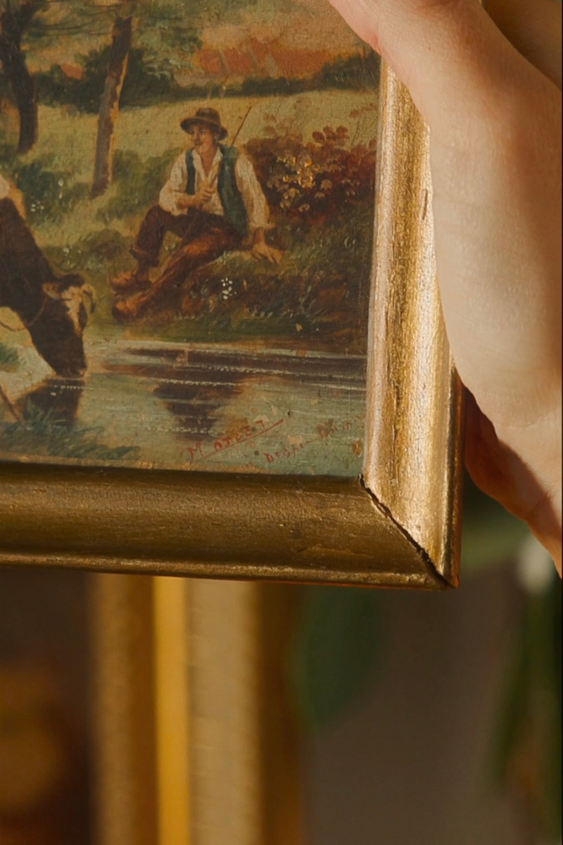 20th C. French Pastoral Miniature Painting