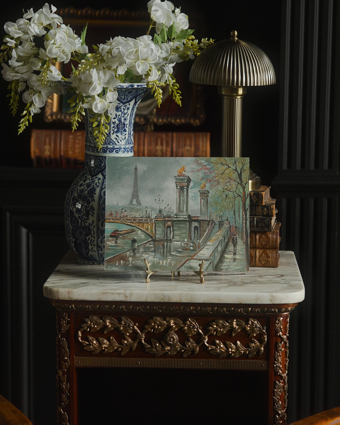 Early–Mid 20th Century European Paris Cityscape Oil Painting on Board