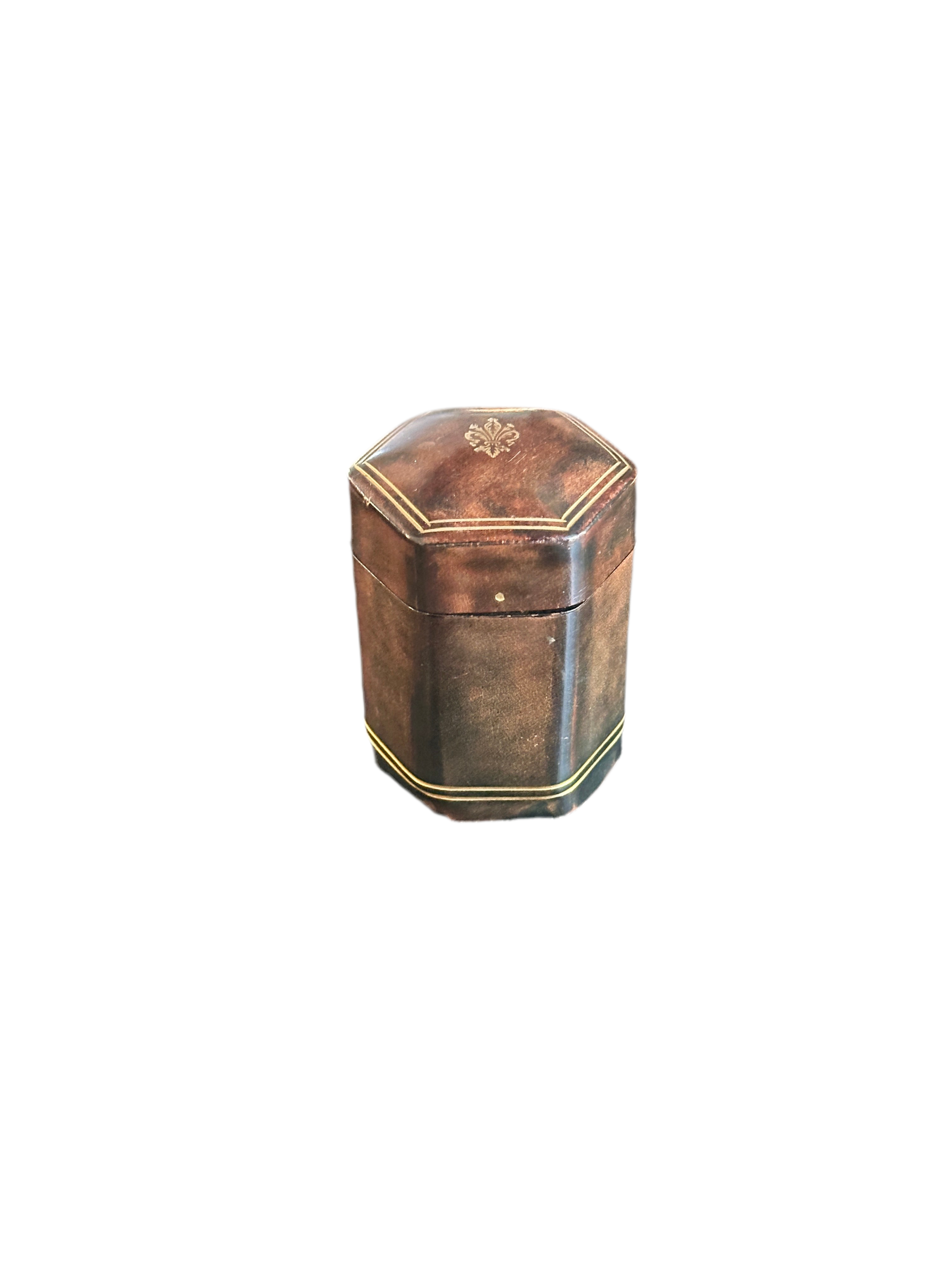 Vintage Florentine Leather Trinket Box - Small