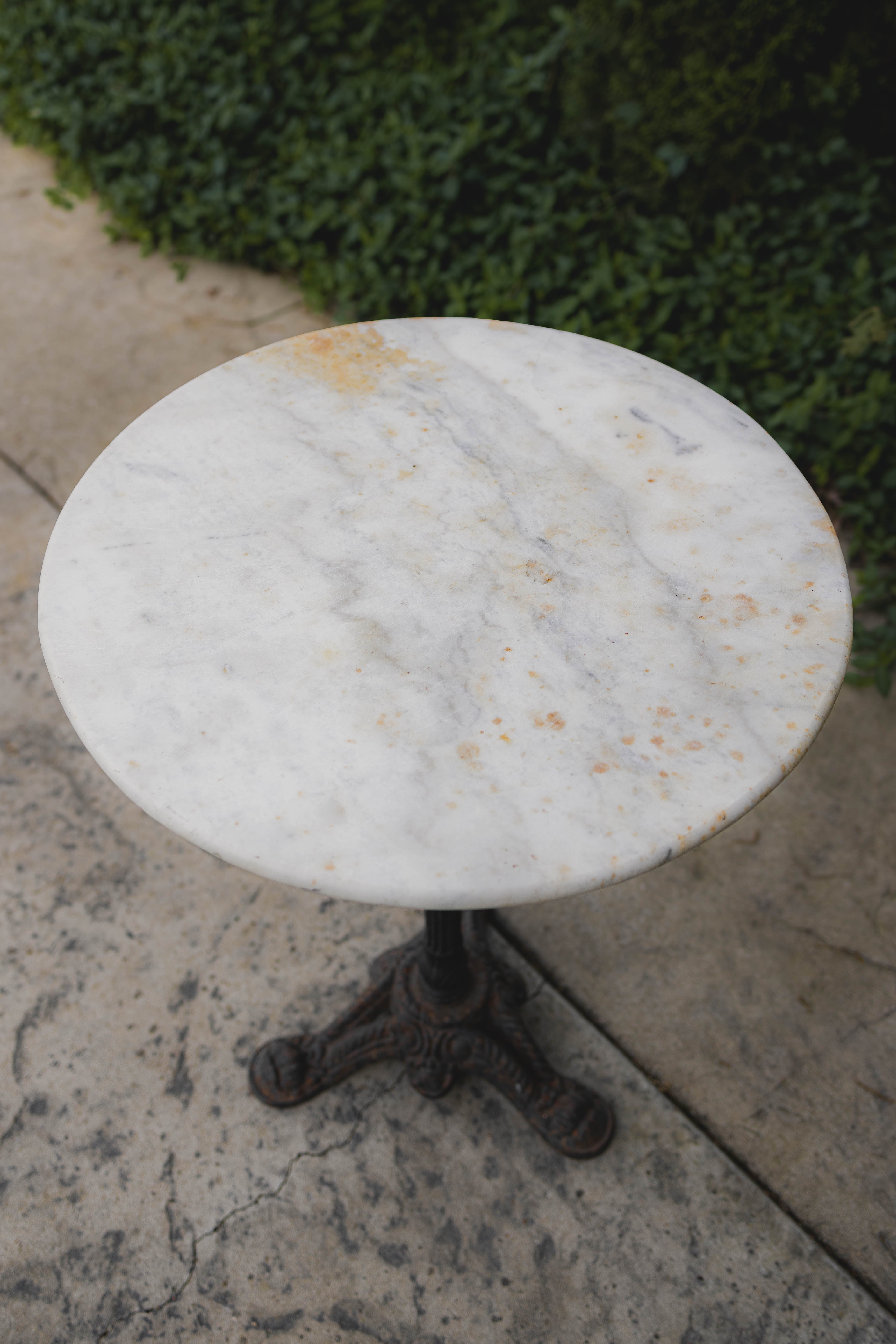 Antique French Marble Top Bistro Table