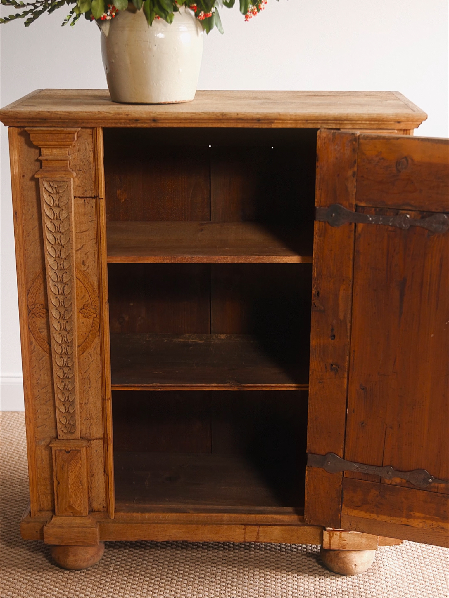 19th Century French Carved Oak Cabinet