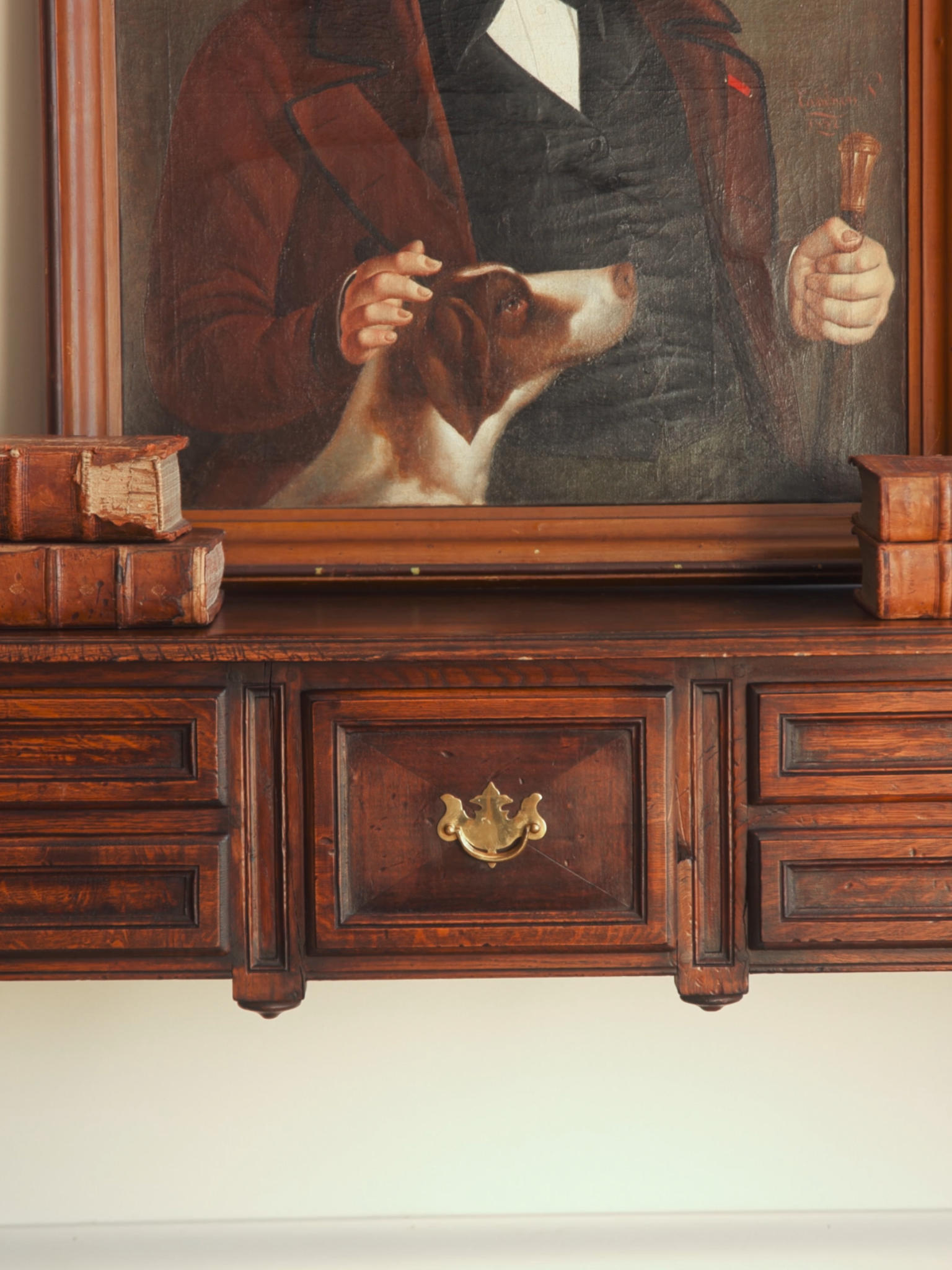 Early 20th-Century English Oak Console Table With Drawers
