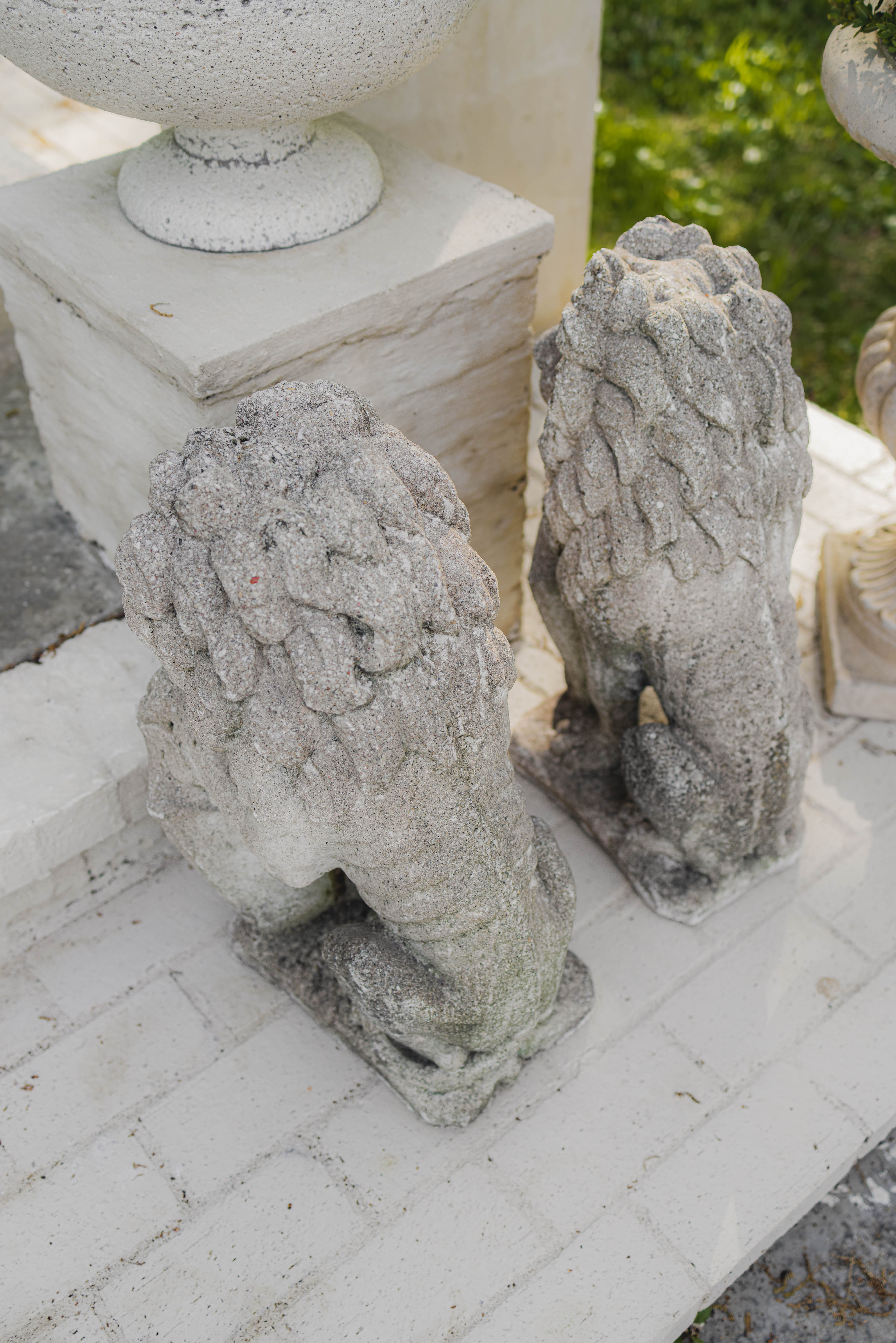 19th Century Stone Lion Pair