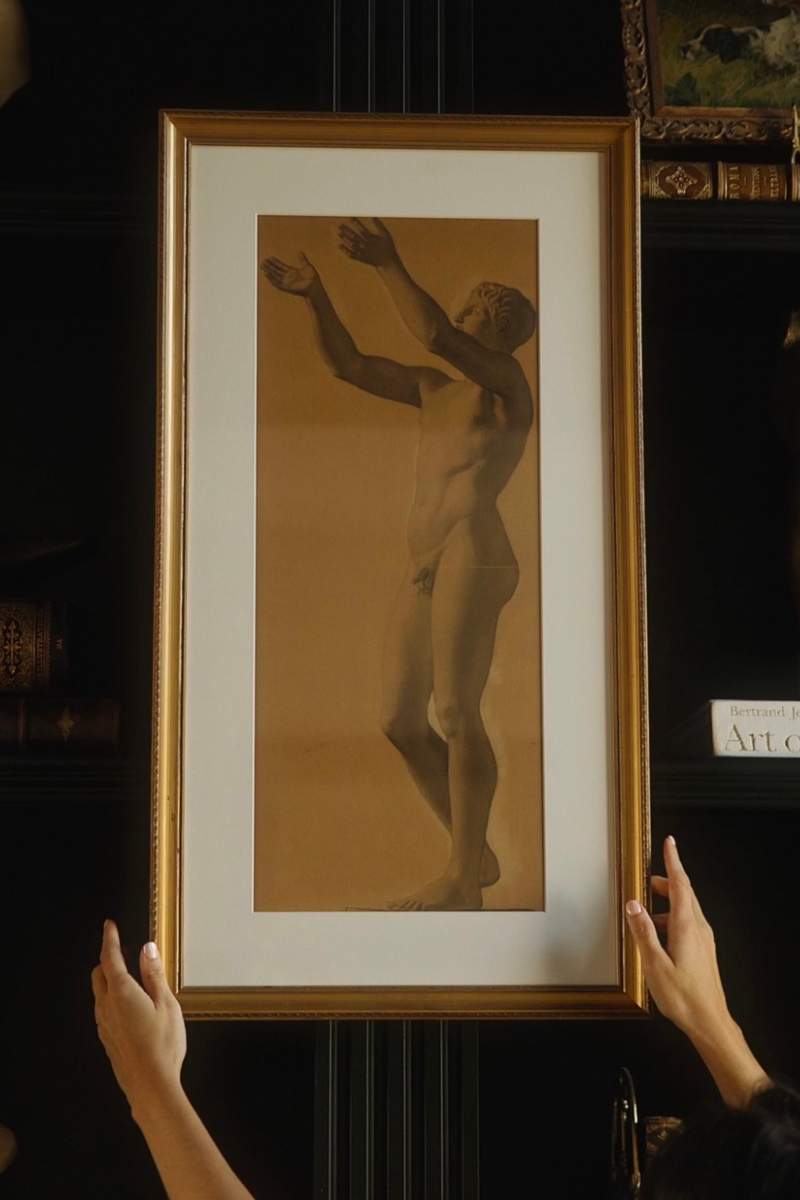 Antique Academic Pencil Study of the Male Figure