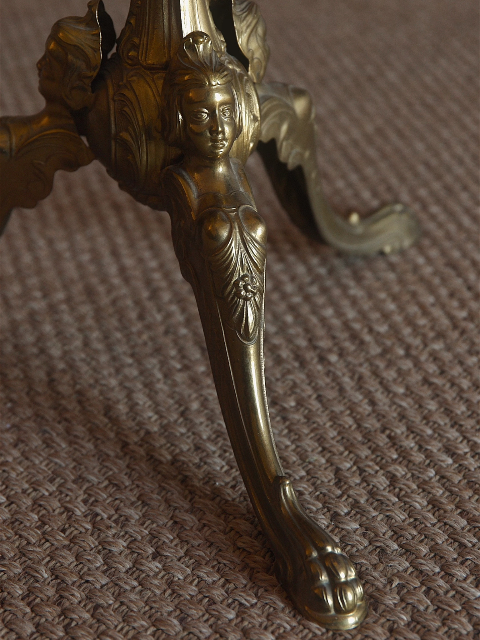 19th Century French Brass & Mahogany Coat Rack